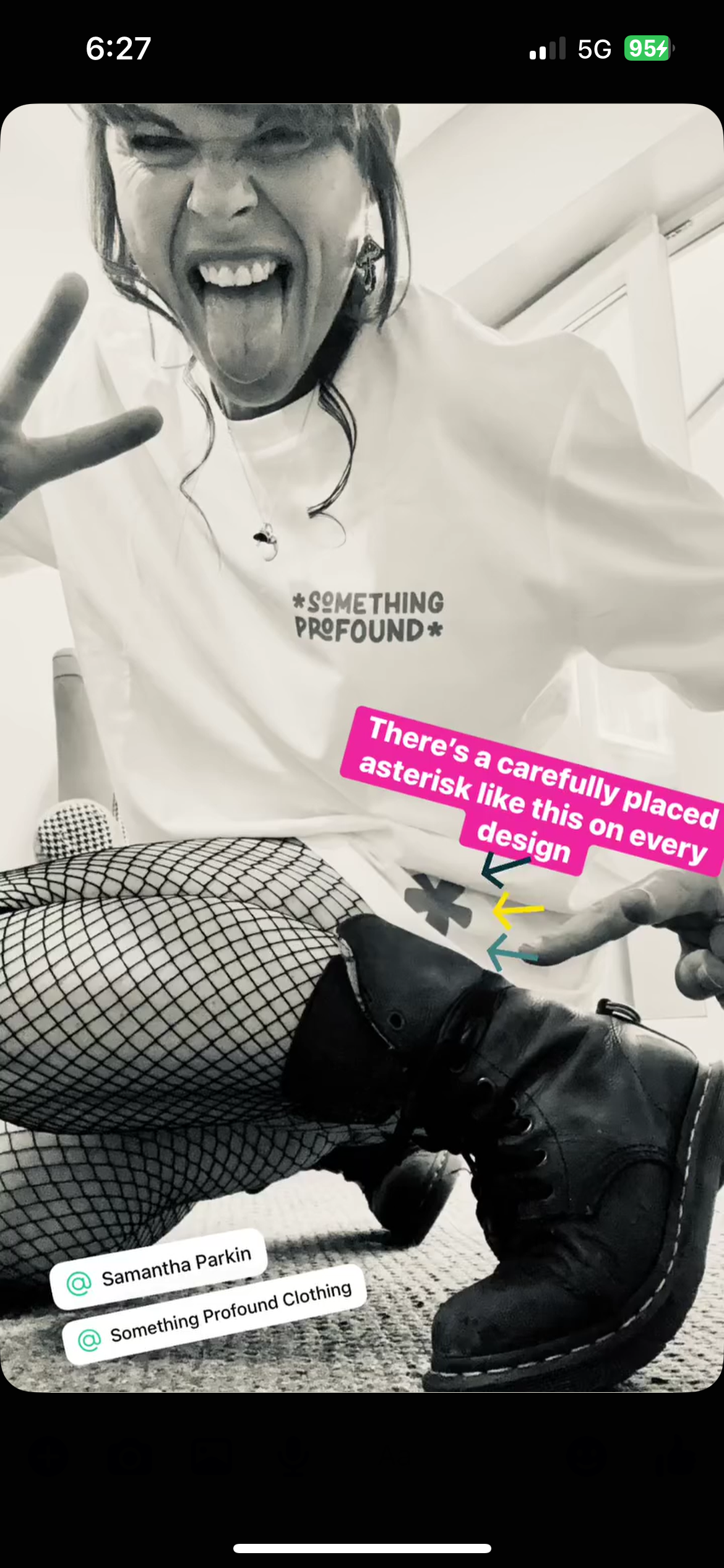 Kylie Dixon MBE wearing a Something Profound T-shirt