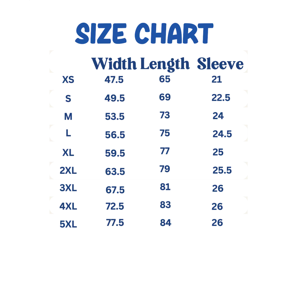 Something profound t-shirt size chart
