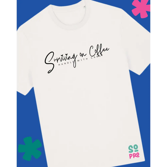 Surviving on Coffee Handle with Care T-shirt - White / XS - T-Shirt