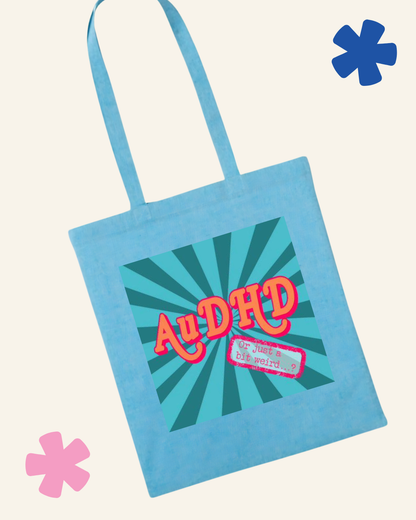 AuDHD or Just a Bit Weird tote bag blue – eco-friendly neurodivergent shopper Something Profound