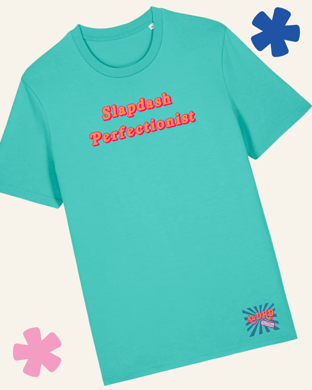 AuDHD organic cotton t-shirt detail – ethical neurodivergent clothing UK
