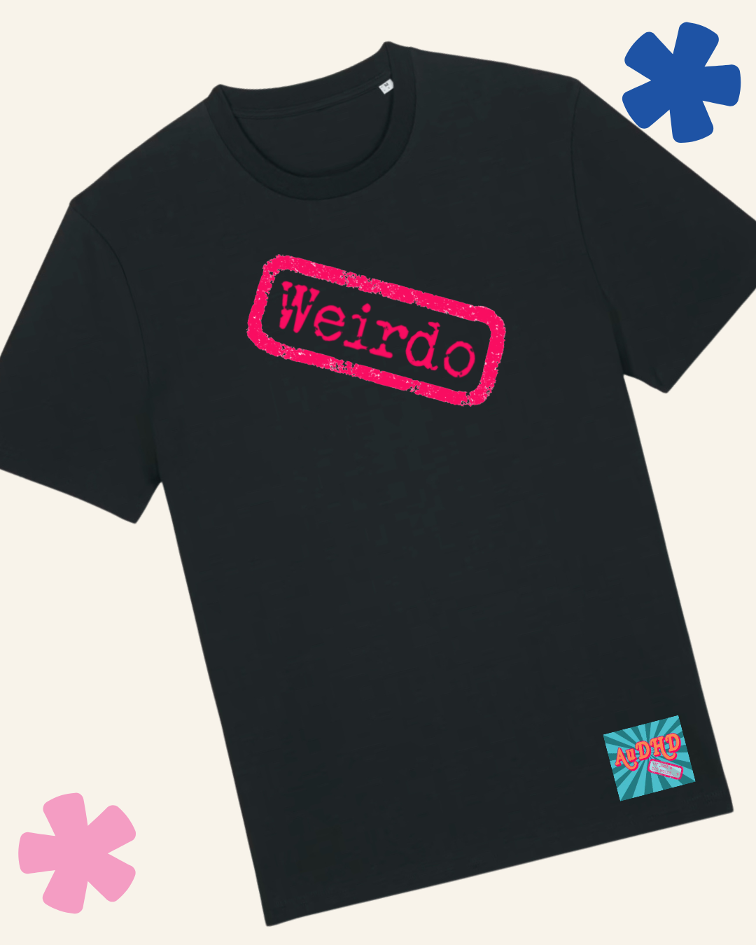 AuDHD t-shirt black – neurodivergent clothing inclusive sizes XS to 5XL