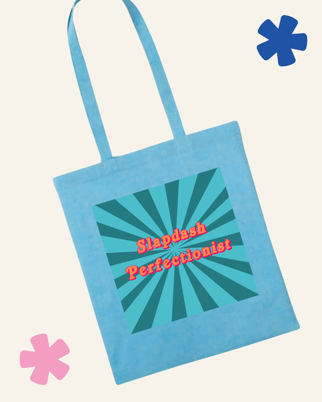 AuDHD tote bag handle detail – 70cm long handles recycled cotton shopper