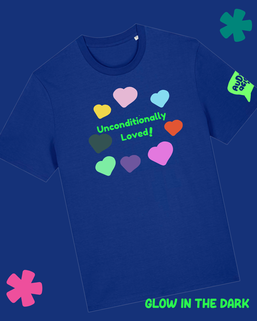 AuDHDacious Humans Glow in the Dark T-Shirt | AuDHD Neurodivergent Slogan Tee - Something Profound 