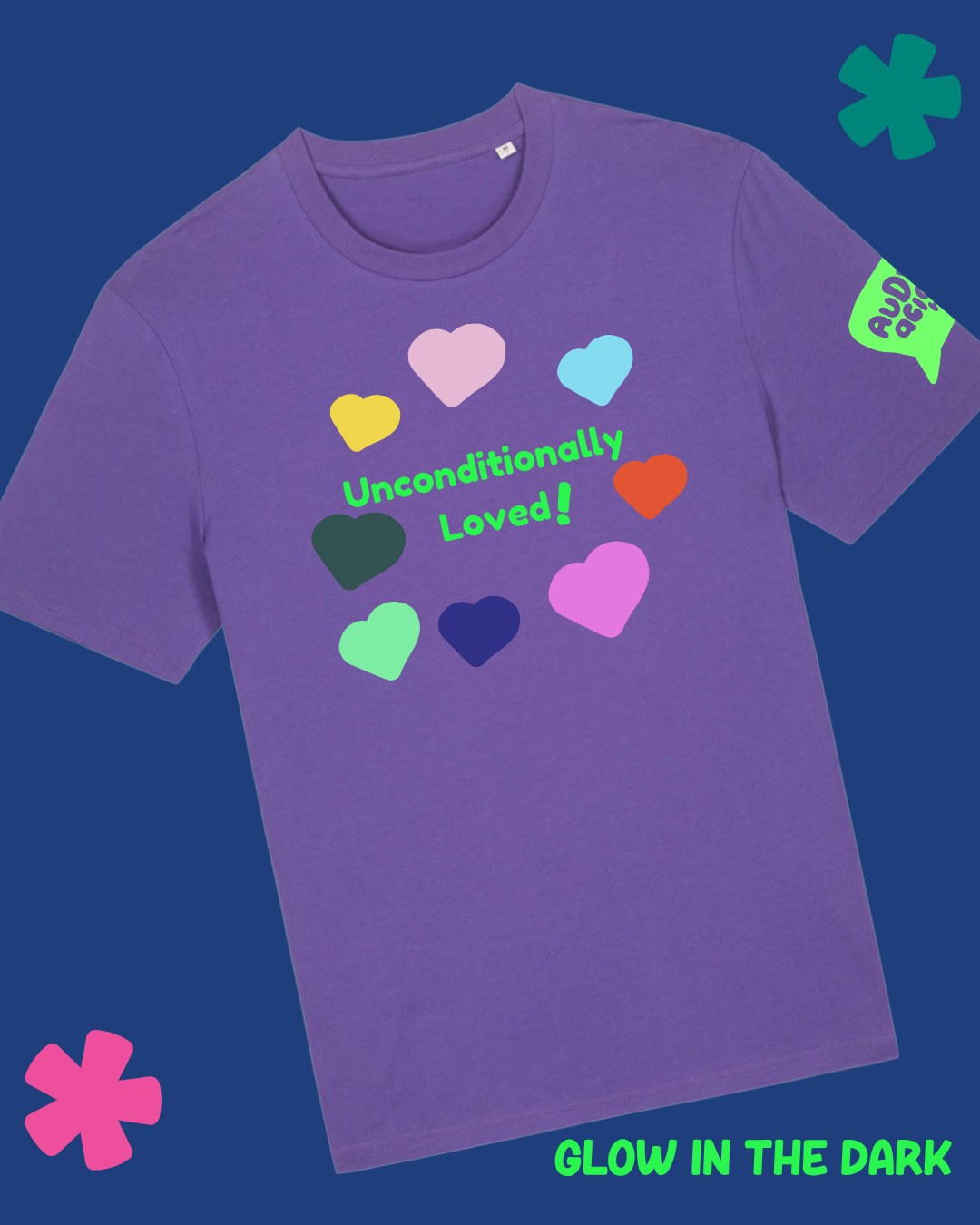 AuDHDacious Humans Glow in the Dark T-Shirt | AuDHD Neurodivergent Slogan Tee - Something Profound 
