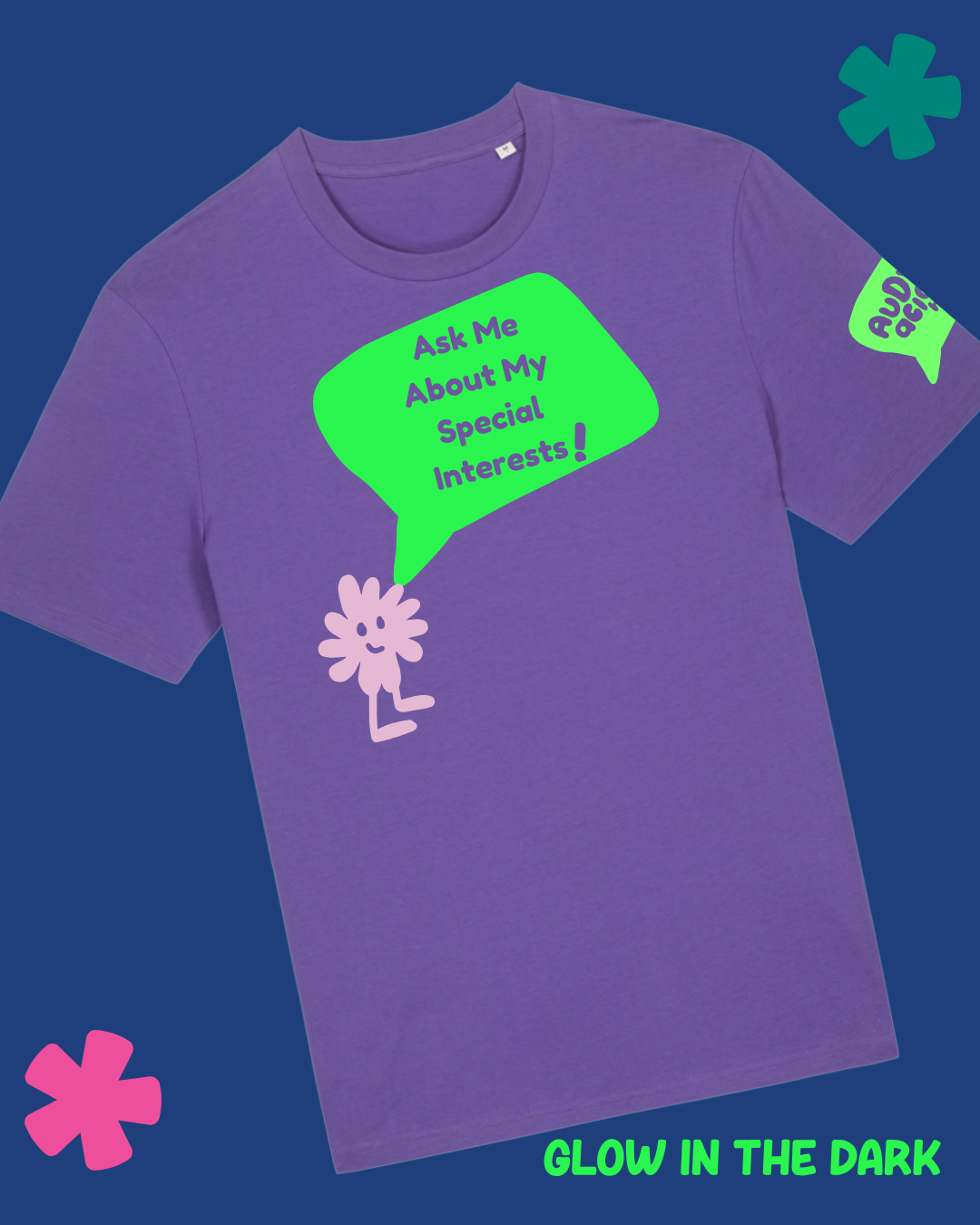 AuDHDacious Humans Glow in the Dark T-Shirt | AuDHD Neurodivergent Slogan Tee - Something Profound 