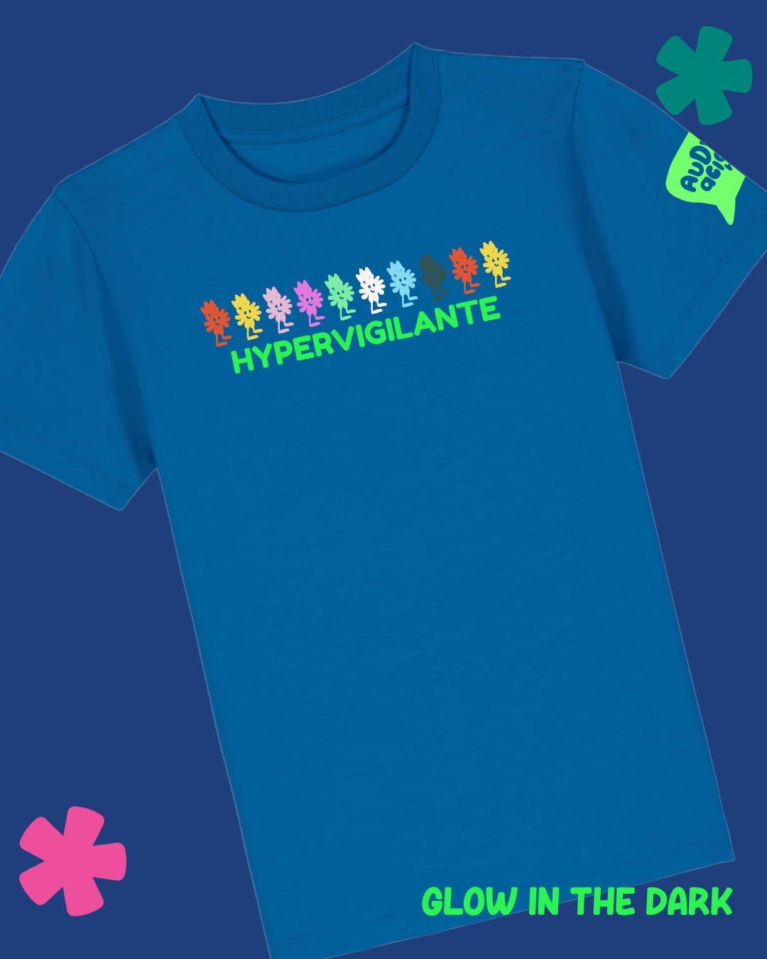 AuDHDacious Humans Glow In The Dark Kids T-Shirt | AuDHD Neurodivergent Slogan Tee - Something Profound 