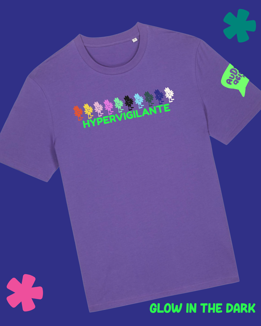 AuDHDacious Humans Glow in the Dark T-Shirt | AuDHD Neurodivergent Slogan Tee - Something Profound 