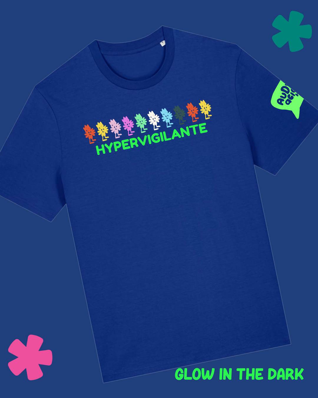 AuDHDacious Humans Glow in the Dark T-Shirt | AuDHD Neurodivergent Slogan Tee - Something Profound 