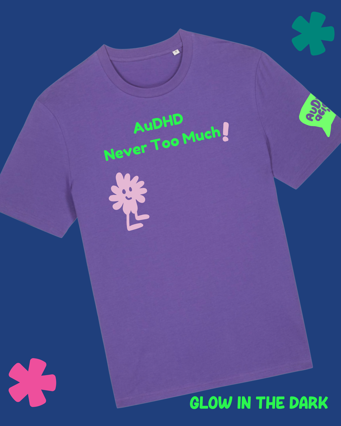 AuDHDacious Humans Glow in the Dark T-Shirt | AuDHD Neurodivergent Slogan Tee