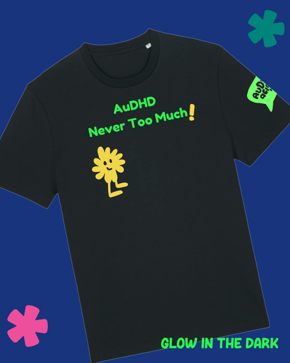 AuDHDacious Humans Glow in the Dark T-Shirt | AuDHD Neurodivergent Slogan Tee