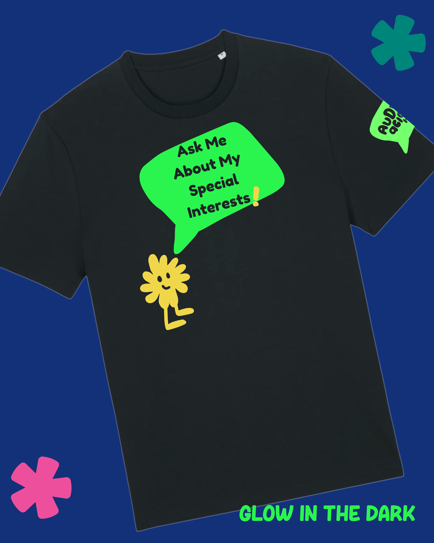 AuDHDacious Humans Glow in the Dark T-Shirt | AuDHD Neurodivergent Slogan Tee