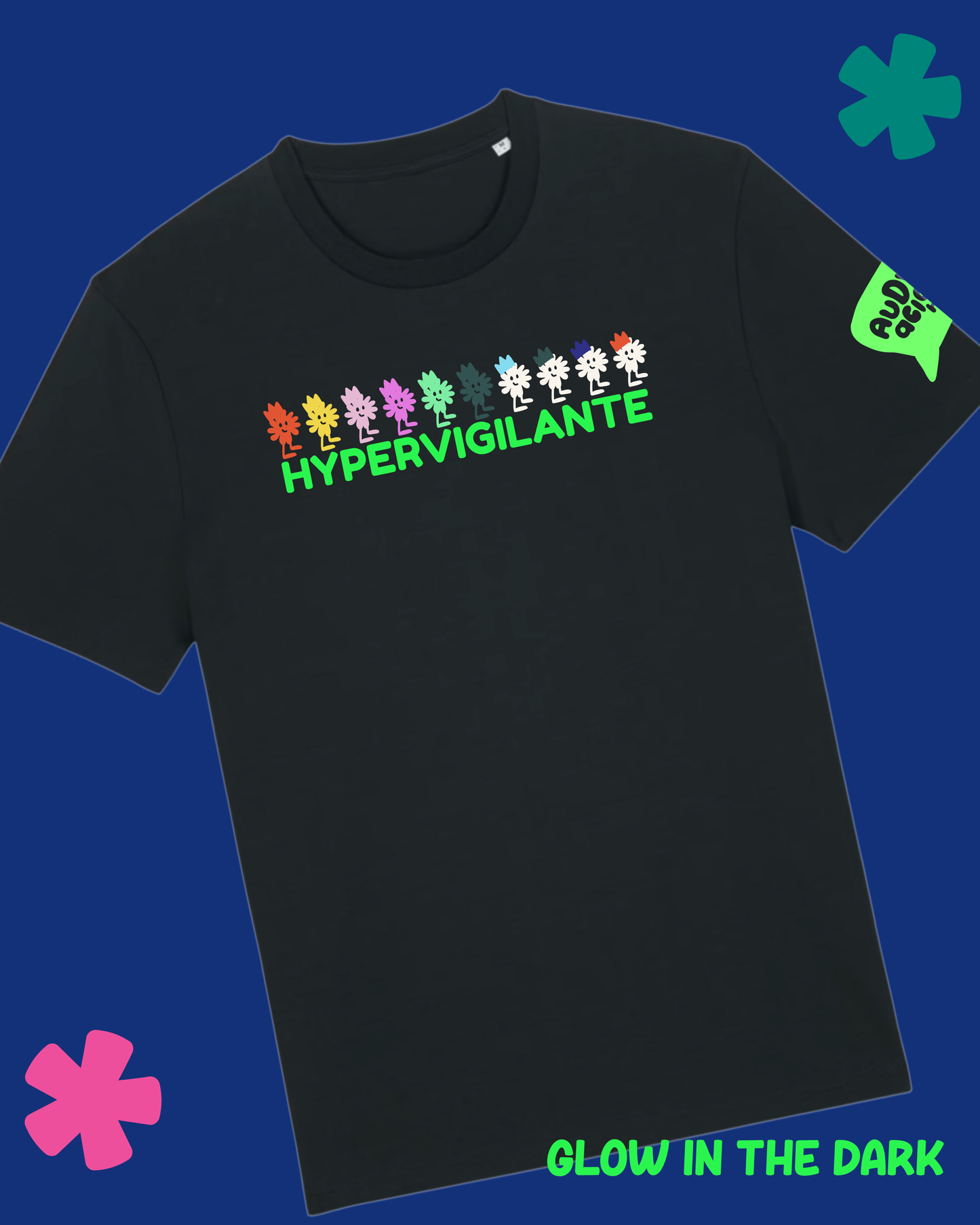 AuDHDacious Humans Glow in the Dark T-Shirt | AuDHD Neurodivergent Slogan Tee