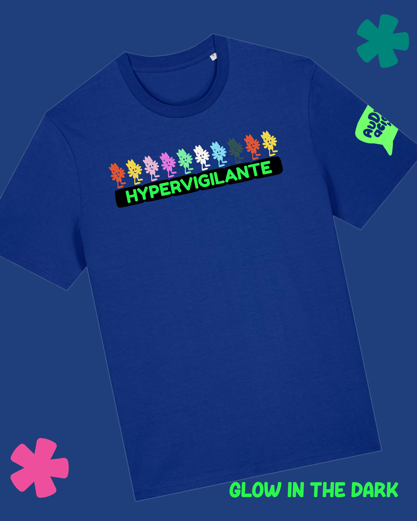 AuDHDacious Humans Glow in the Dark T-Shirt | AuDHD Neurodivergent Slogan Tee
