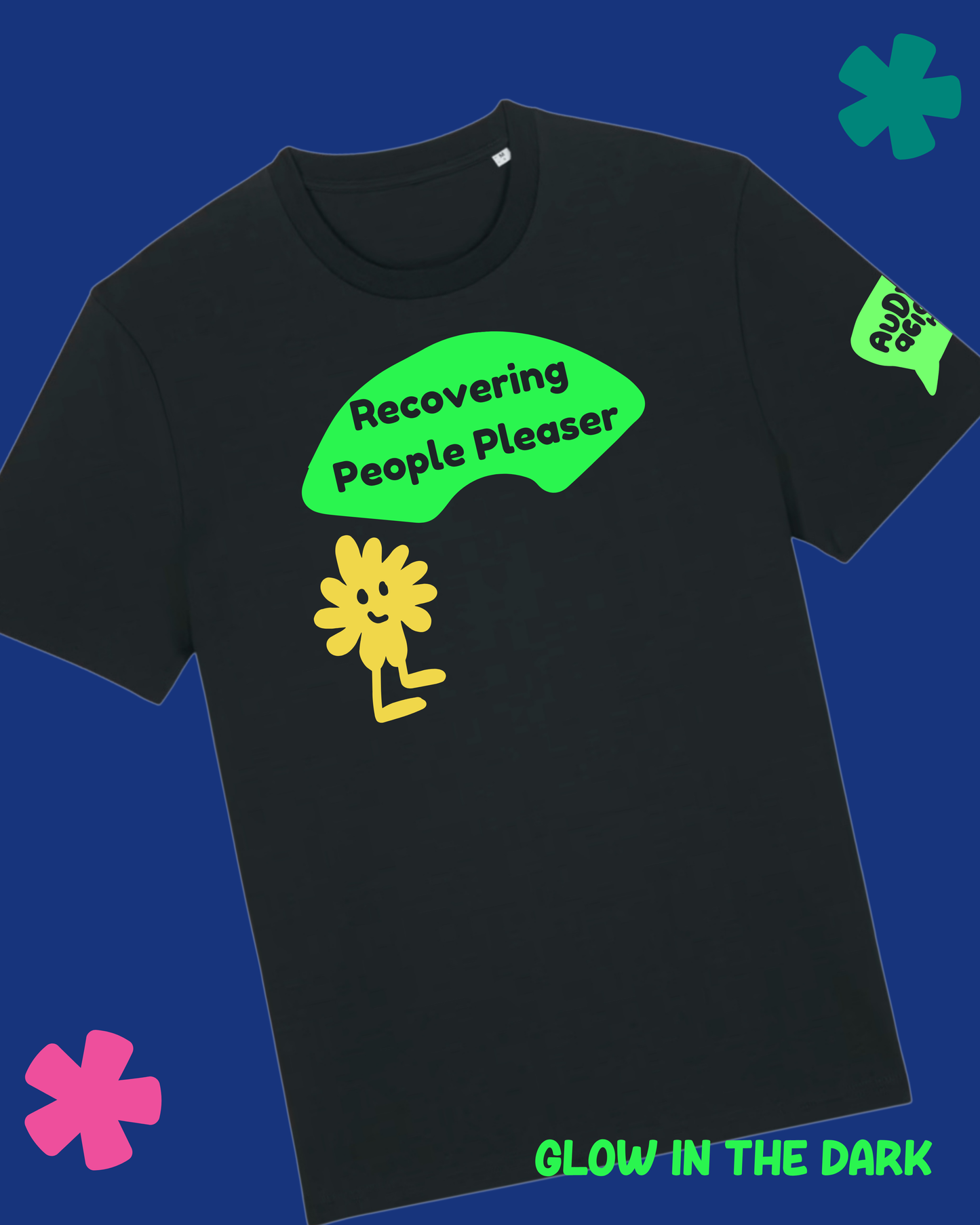 AuDHDacious Humans Glow in the Dark T-Shirt | AuDHD Neurodivergent Slogan Tee