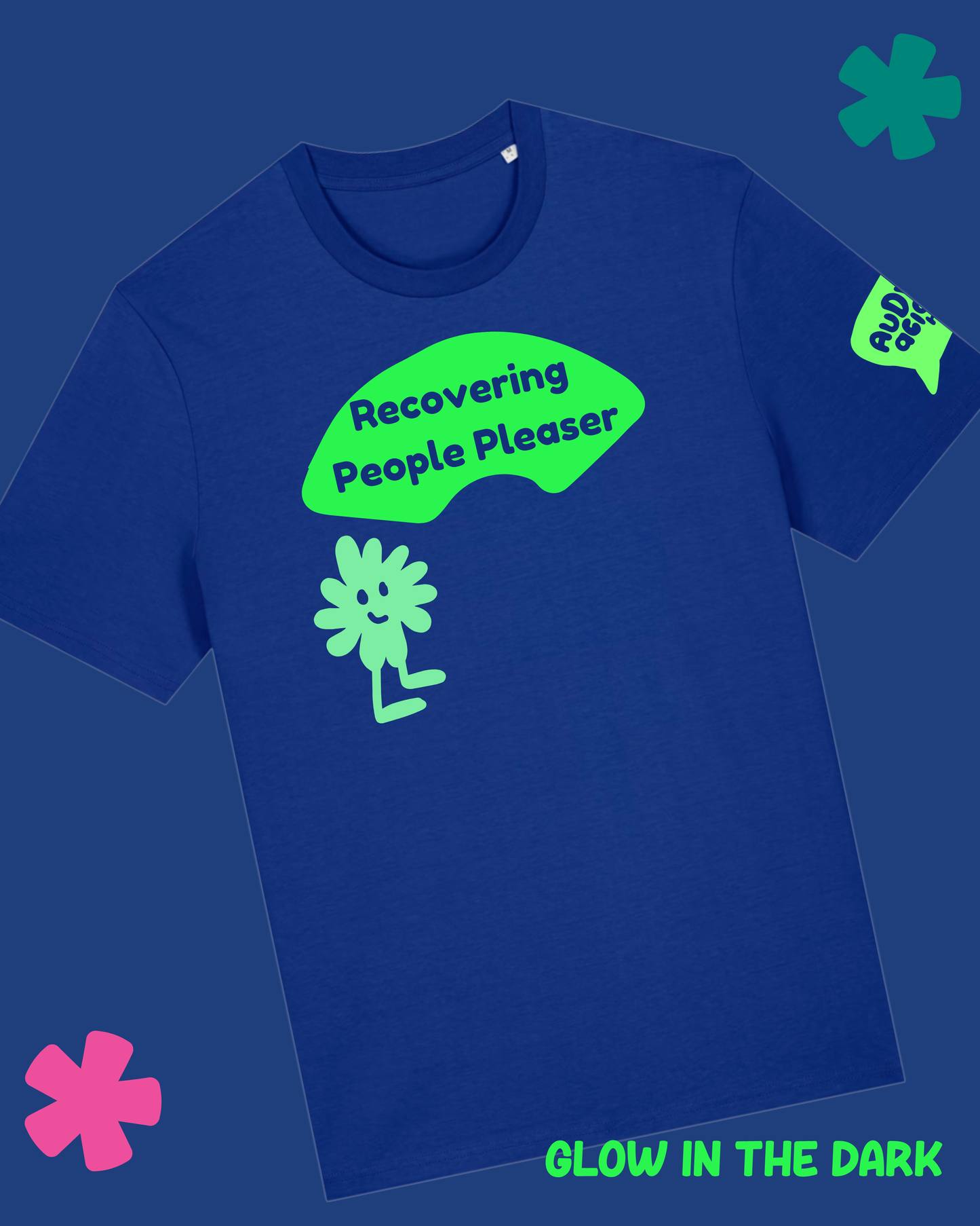 AuDHDacious Humans Glow in the Dark T-Shirt | AuDHD Neurodivergent Slogan Tee