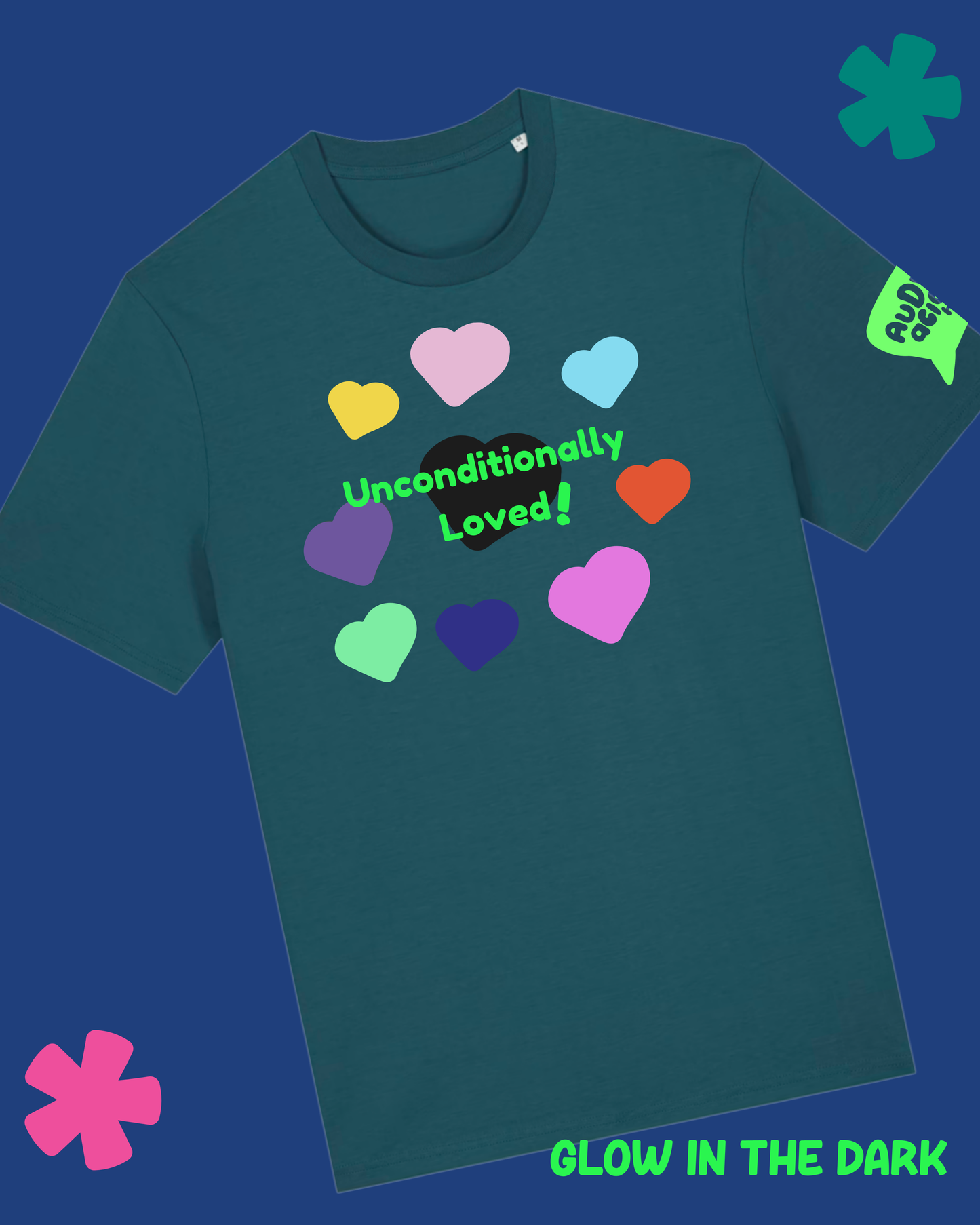 AuDHDacious Humans Glow in the Dark T-Shirt | AuDHD Neurodivergent Slogan Tee