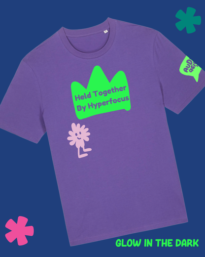 AuDHDacious Humans Glow in the Dark T-Shirt | AuDHD Neurodivergent Slogan Tee
