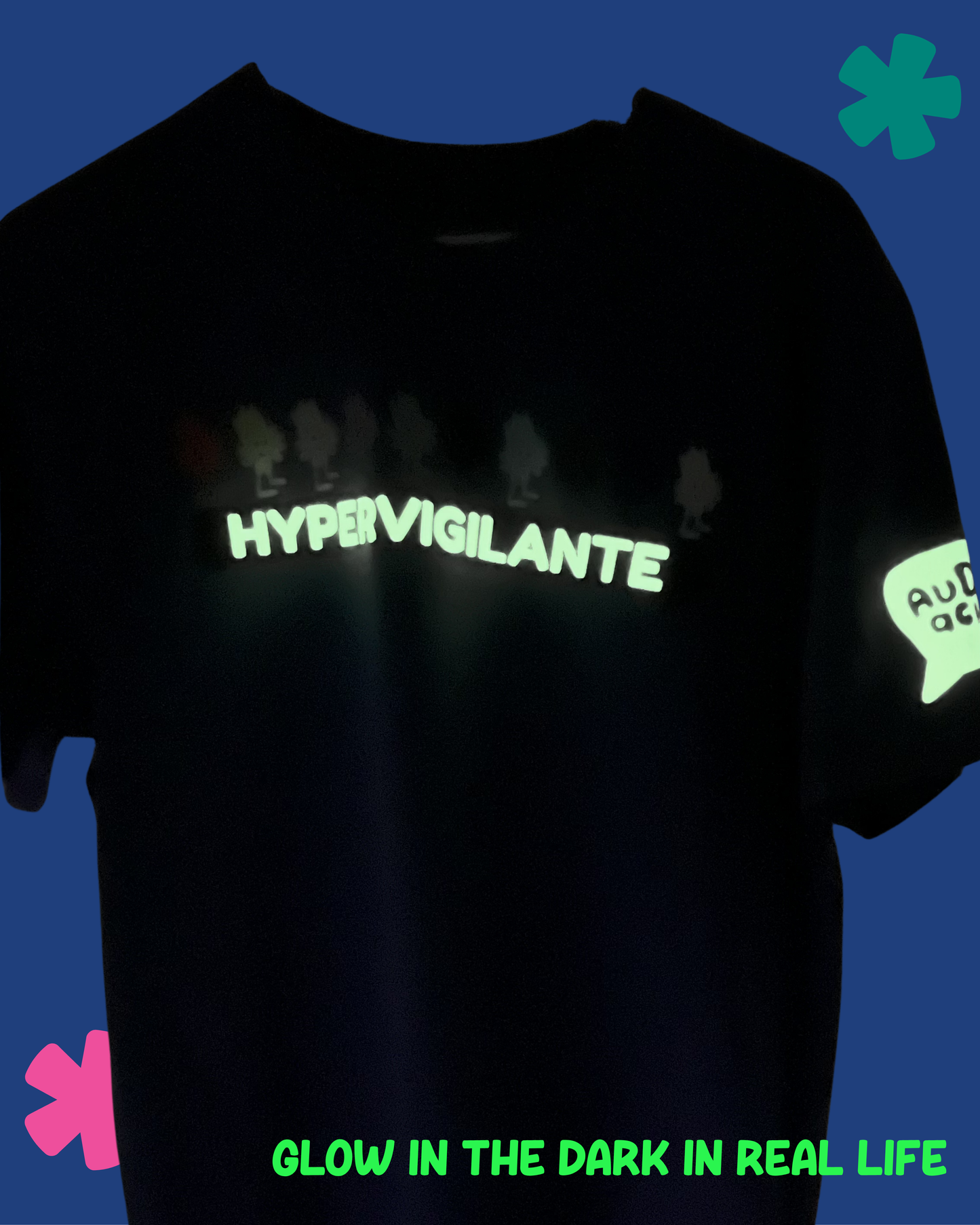 AuDHDacious Humans Glow in the Dark T-Shirt | AuDHD Neurodivergent Slogan Tee