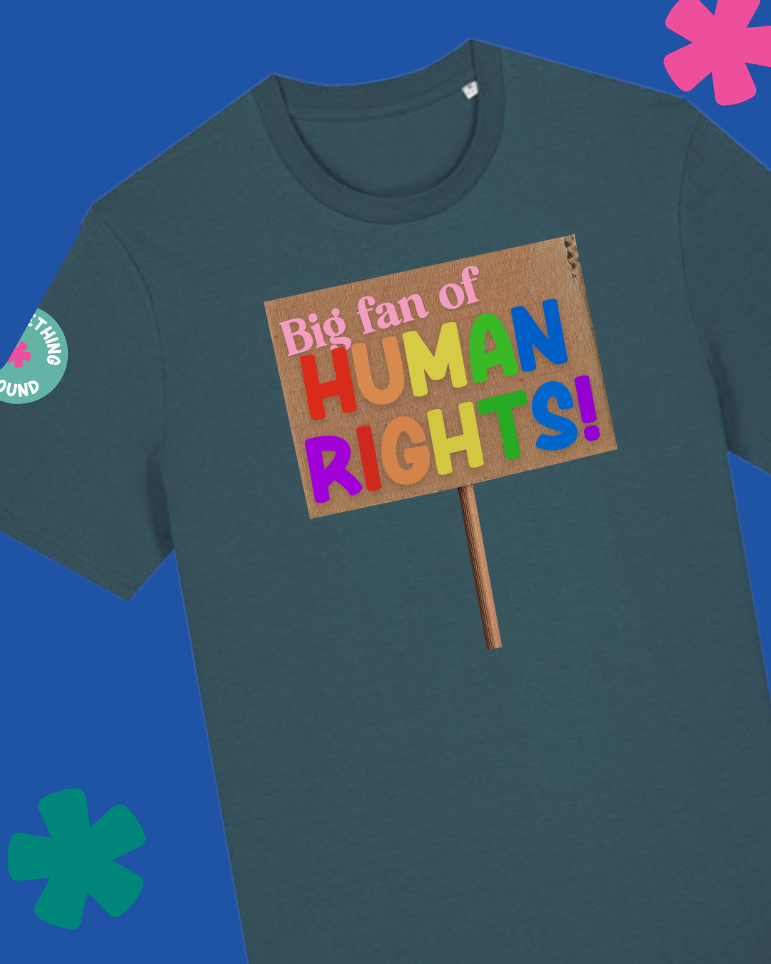 Big Fan of Human Rights activist slogan t-shirt in stargazer blue — Something Profound