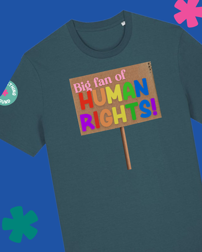 Big Fan of Human Rights activist slogan t-shirt in stargazer blue — Something Profound