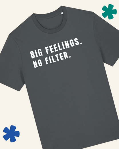 David Kirkman Big Feelings No Filter neurodivergent t-shirt in anthracite — Something Profound