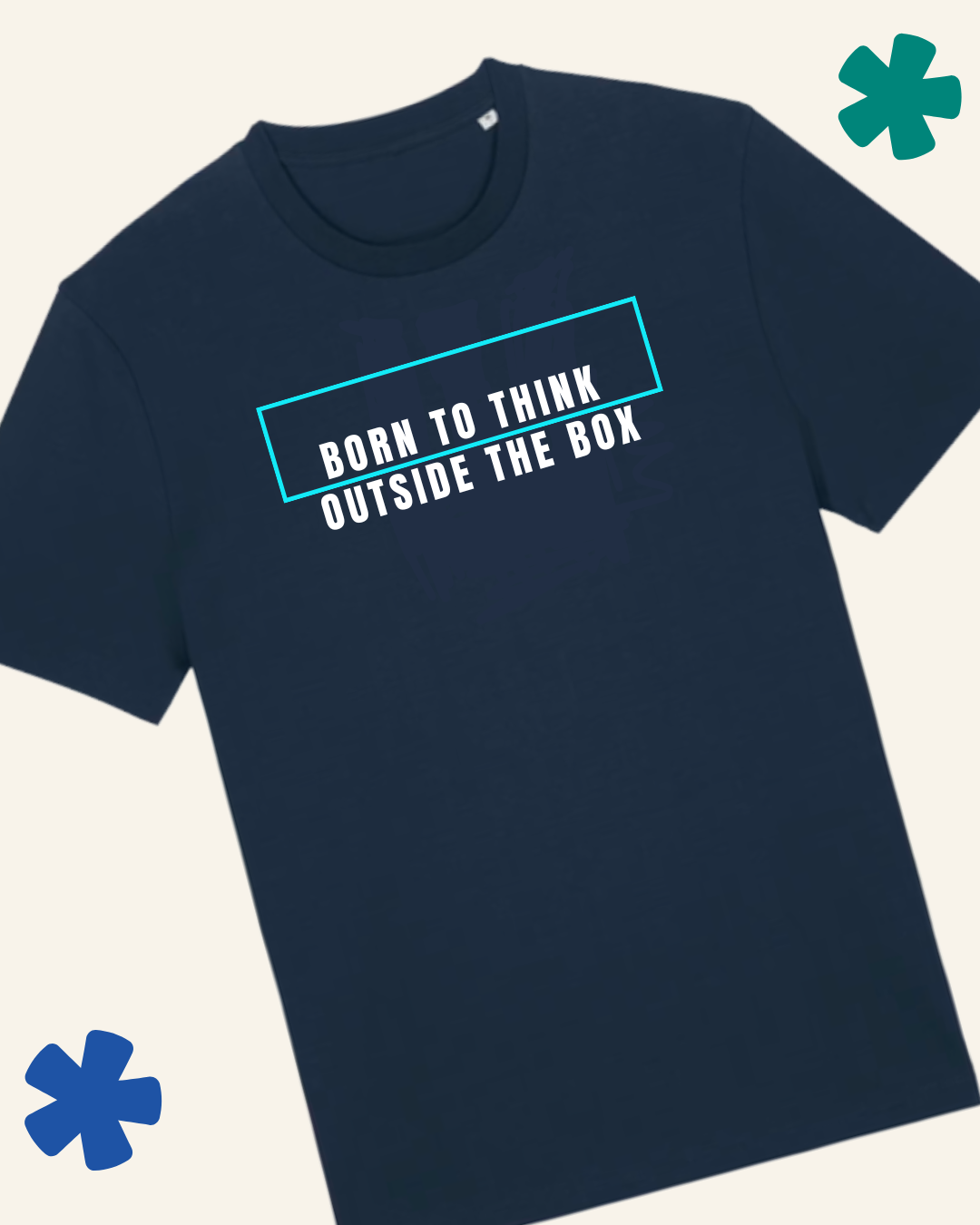 David Kirkman Born to Think Outside the Box wearable art t-shirt in French navy — Something Profound