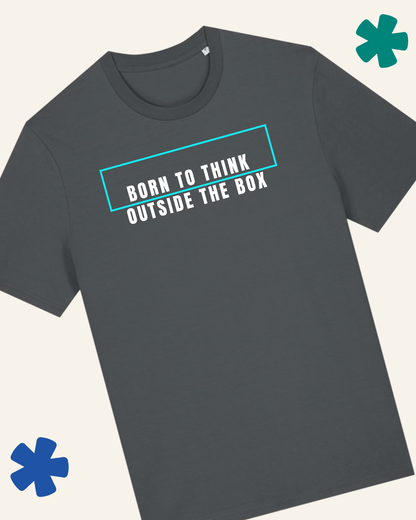 David Kirkman Born to Think Outside the Box wearable art t-shirt in anthracite — Something Profound