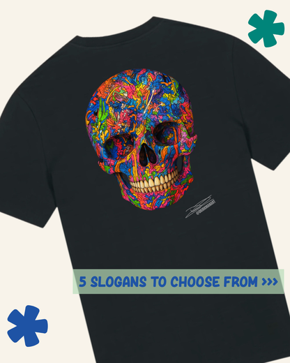 David Kirkman Graffiti Skull neurodivergent art t-shirt in black — Something Profound
