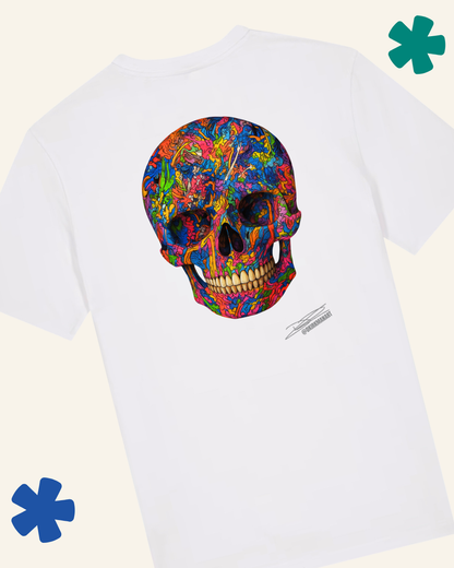David Kirkman Graffiti Skull neurodivergent art t-shirt in white — Something Profound