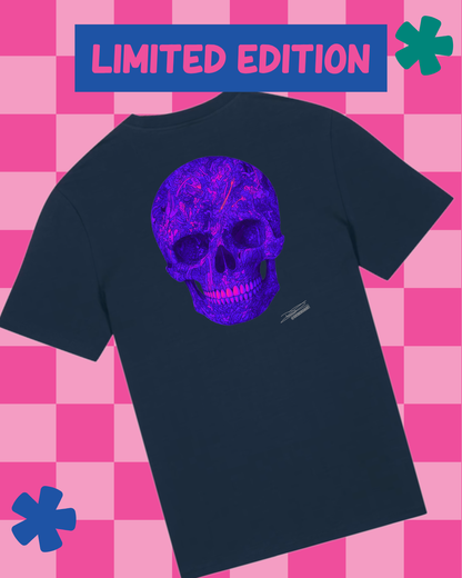 David Kirkman Neon Purple Graffiti Skull French navy