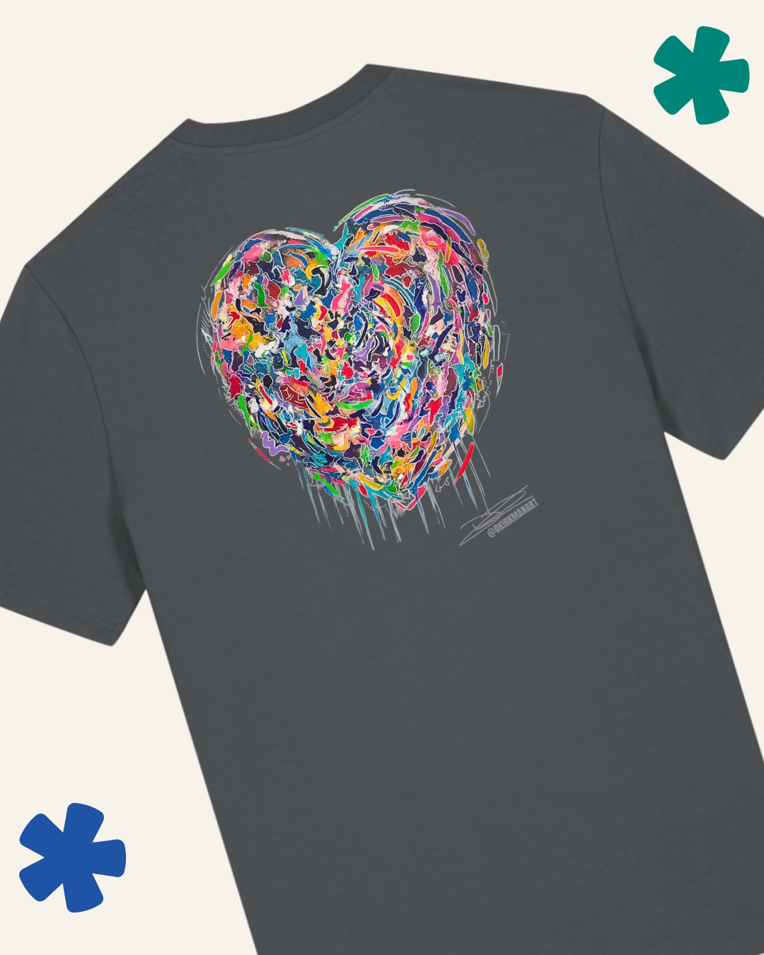 David Kirkman graffiti heart neurodivergent t-shirt in anthracite — Something Profound
