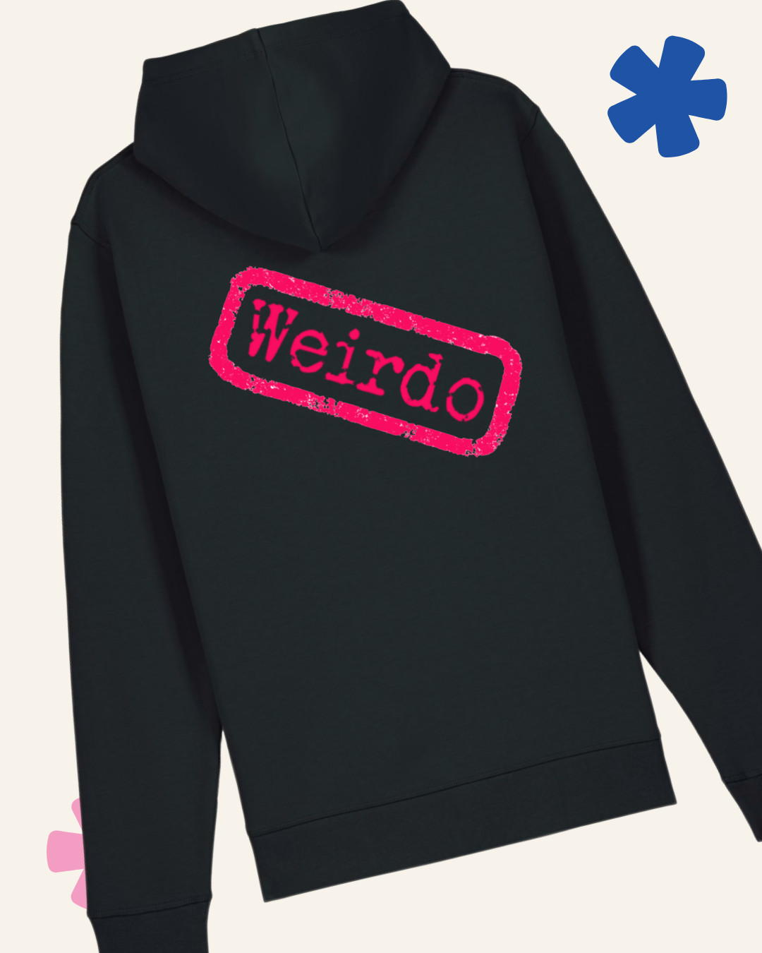 Weirdo design AuDHD hoodie back print – neurodivergent clothing UK