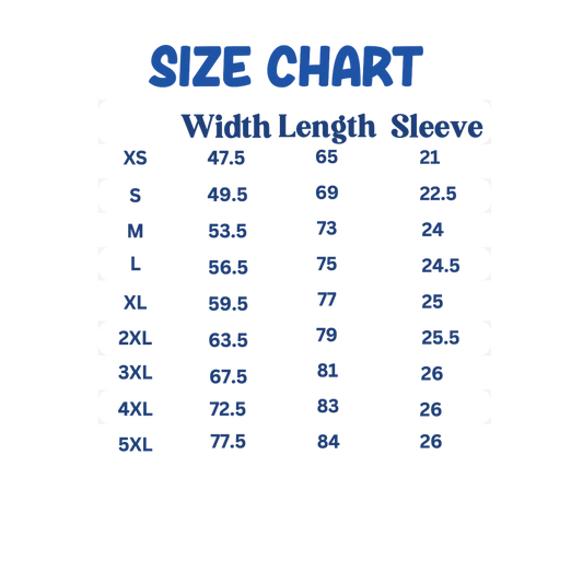 Something profound t-shirt size chart 