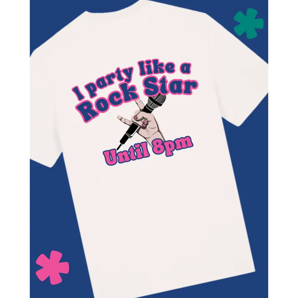 I party like a rockstar until 8pm organic cotton T-shirt - Off White / XS