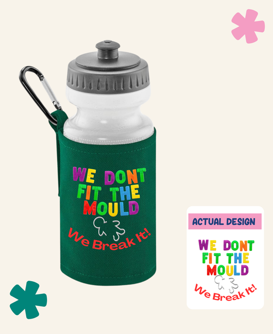 we don't fit the mould green Unite Club Water Bottle – Pull-Up Nozzle Detail – Neurofest x Unite Club